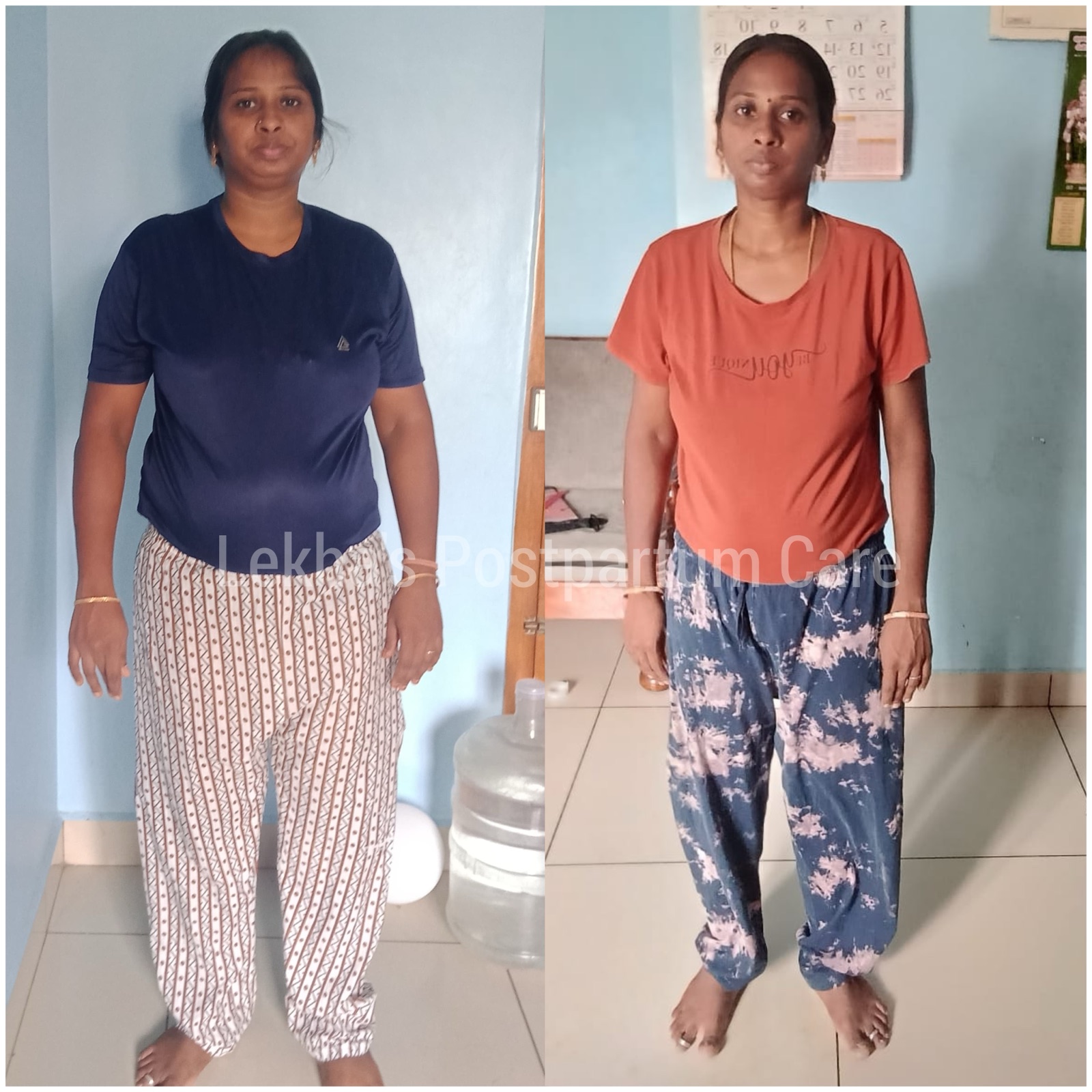 Fourth-trimester wellness progress collage from Lekha's postpartum care